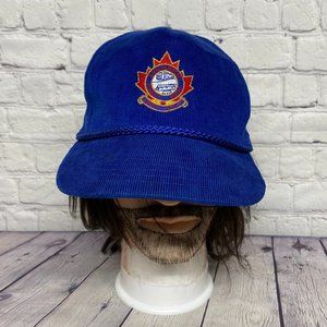 Vintage Corduroy Hat Cap Snapback Blue Trucker ATU Amalgamated Transit Union